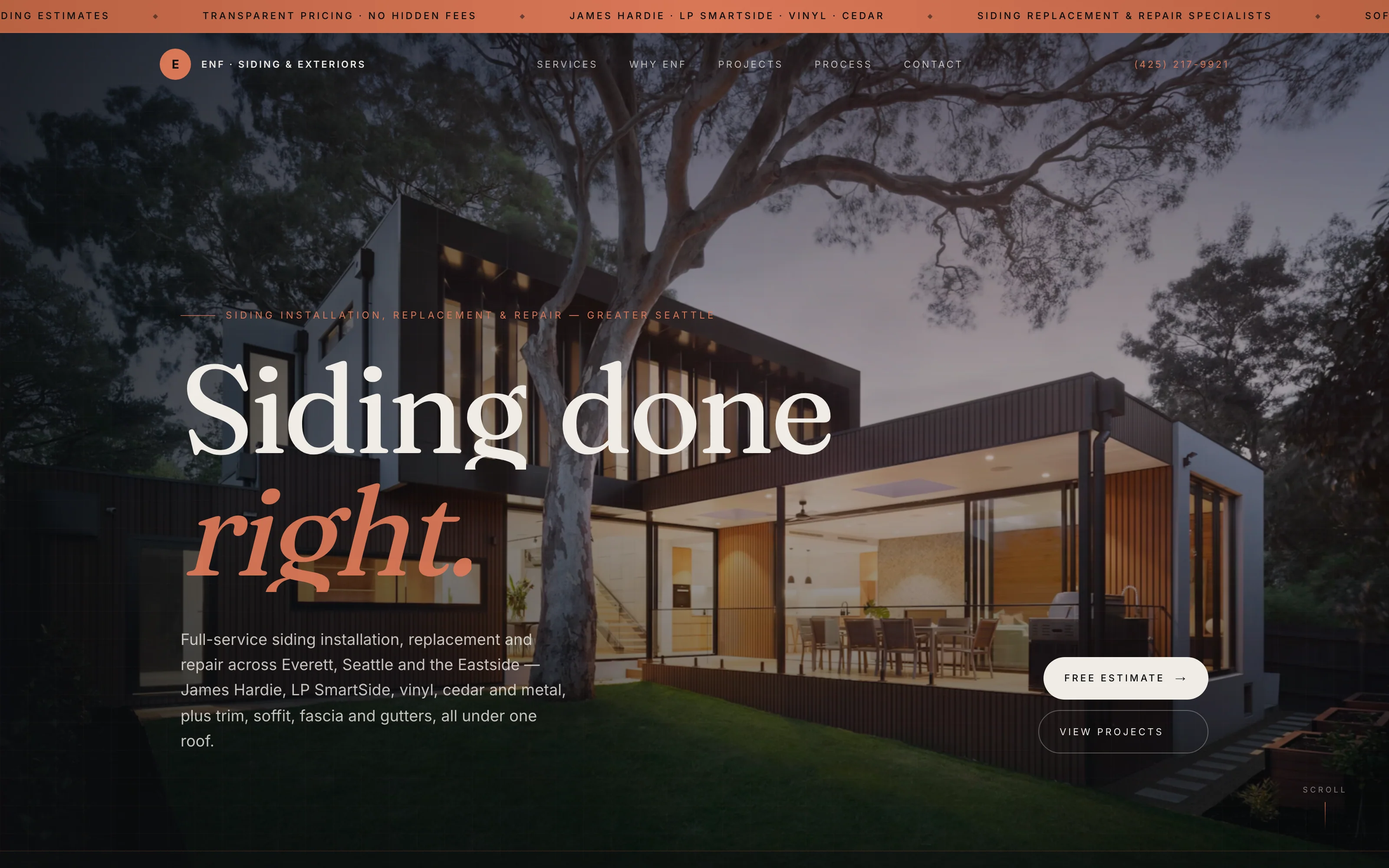 ENF Siding & Exteriors — website by Finetuned Studio